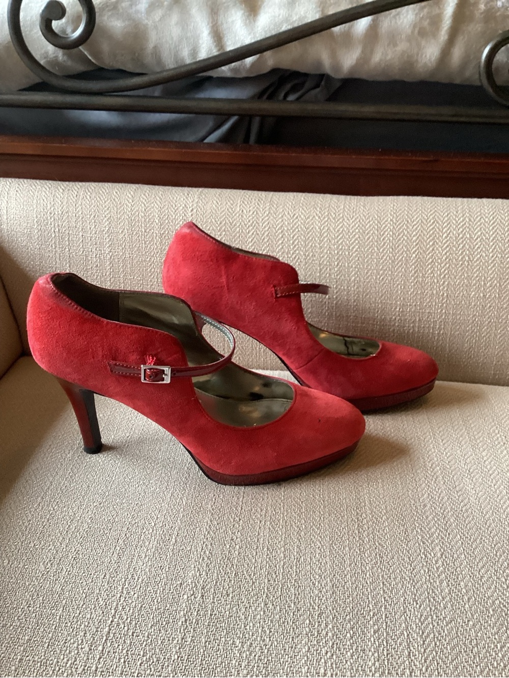Alfani Lipstick Red Suede Mary Jane Heels